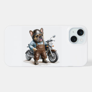 französische Bulldogge mit Motorrad  iPhone 15 Plus Hülle