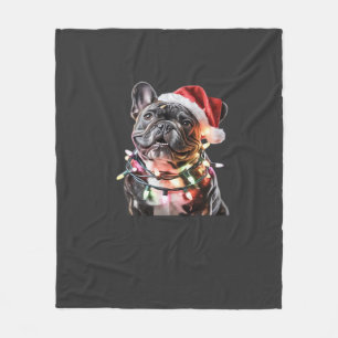 Französische Bulldogge mit Santa Hut eingewickelt Fleecedecke