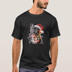 Französische Bulldogge mit Santa-Hut in Weihnachts T-Shirt