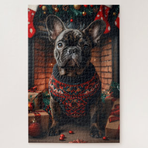Französische Bulldogge mit Weihnachtsgeschenken Ka