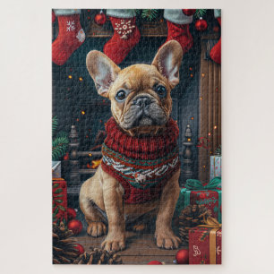 Französische Bulldogge mit Weihnachtsgeschenken Ka
