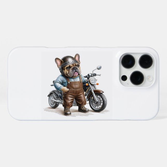 französische Bulldogge Motorrad iPhone 16 Pro Max Hülle (Rückseite (Horizontal))