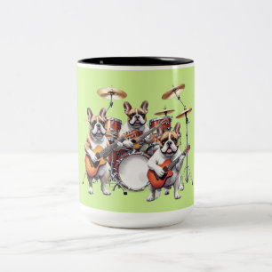 Französische Bulldogge Musikband Französische Bull Zweifarbige Tasse
