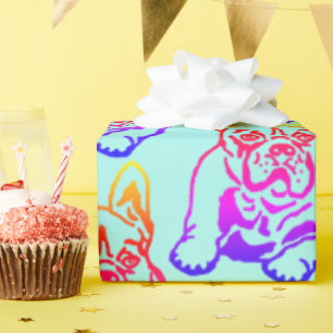 Französische Bulldogge Neon French Bulldog Geschenkpapier