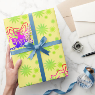 Französische Bulldogge Neon French Bulldog Geschenkpapier