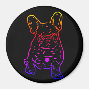 Französische Bulldogge Neon Herz French Bulldog Magnet