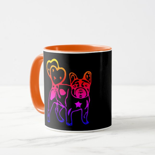 Französische Bulldogge Neon Herz French Bulldog Tasse (Vorderseite Links)