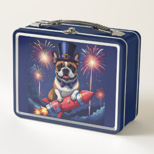 Französische Bulldogge Neujahr French Bulldog Metall Brotdose