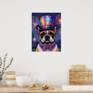 Französische Bulldogge Neujahr French Bulldog Poster