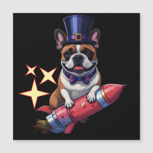 Französische Bulldogge Neujahr lustig  Rakete Magnetkarte