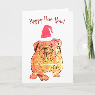Französische Bulldogge Neujahrsgrußkarte Karte