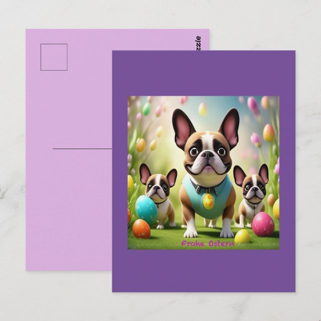 Französische Bulldogge Ostern French Bulldog Postkarte (Vorne/Hinten)