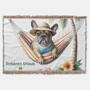 Französische Bulldogge Palme Strand French Bulldog Decke