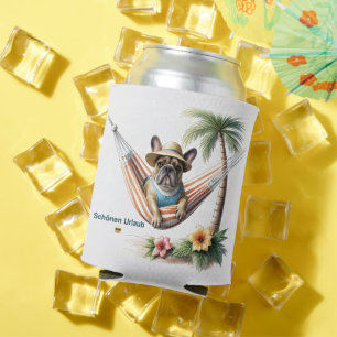 Französische Bulldogge Palme Strand French Bulldog Dosenkühler