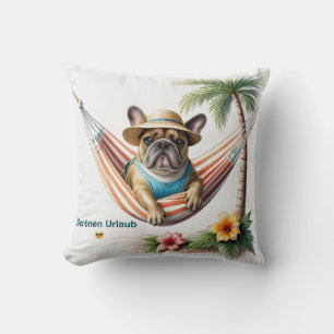 Französische Bulldogge Palme Strand French Bulldog Kissen