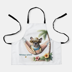 Französische Bulldogge Palme Strand French Bulldog Schürze