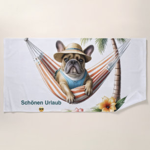 Französische Bulldogge Palme Strand French Bulldog Strandtuch