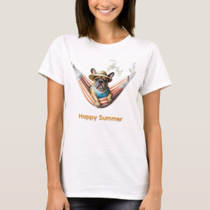 Französische Bulldogge Palme Strand French Bulldog T-Shirt