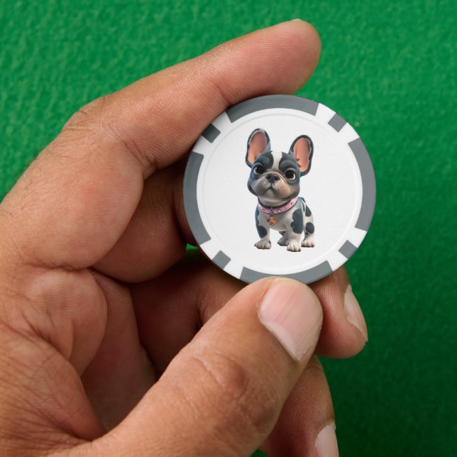 Französische Bulldogge  Pokerchips (Hand)