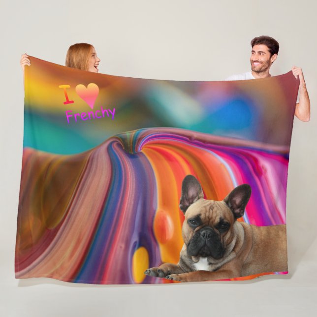 Französische Bulldogge Regenbogen French Bulldog Fleecedecke (Beispiel)