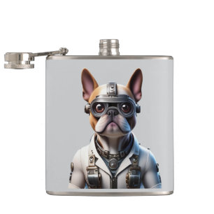 Französische Bulldogge Roboter Vatertag Flachmann