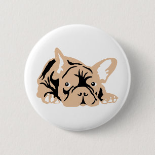 Französische Bulldogge rose Button