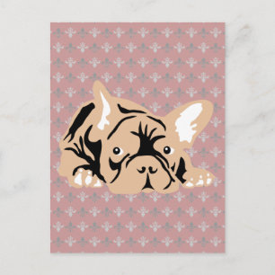 Französische Bulldogge rose Postkarte