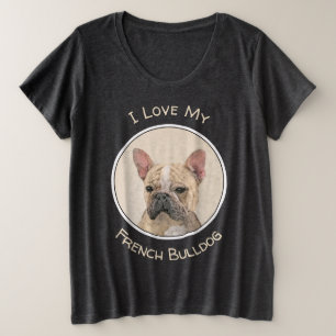 Französische Bulldogge (Sable) Malerei - Süße Orig Große Größe T-Shirt