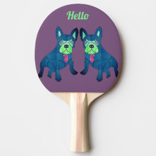Französische Bulldogge sagt Hello French Bulldog Tischtennis Schläger