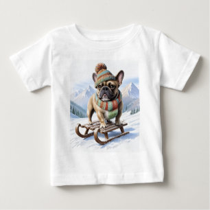 Französische Bulldogge Schlittenfahrt Bulldog Baby T-shirt