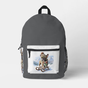 Französische Bulldogge Schlittenfahrt Bulldog Bedruckter Rucksack