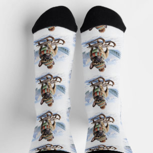 Französische Bulldogge Schlittenfahrt Bulldog Socken