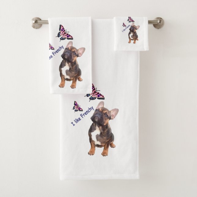 Französische Bulldogge Schmetterling  Bulldog Badhandtuch Set (Insitu)