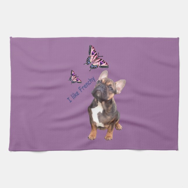Französische Bulldogge Schmetterling  Bulldog Handtuch (Horizontal)