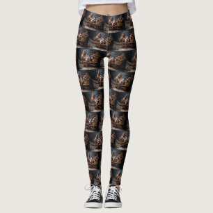 Französische Bulldogge Schneebedeckter Schlitten W Leggings