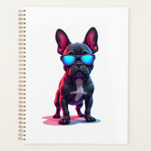 Französische Bulldogge SciFi trägt coole Sonnenbri Planer