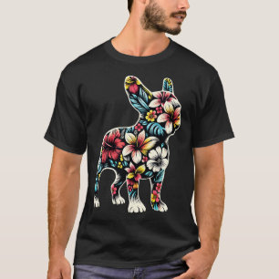 Französische Bulldogge-Silhouette und farbenfrohe T-Shirt