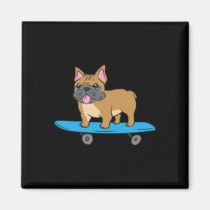 Französische Bulldogge Skateboard fahrender Hund S Magnet
