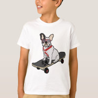 Französische Bulldogge Skateboarding w/sunglasses