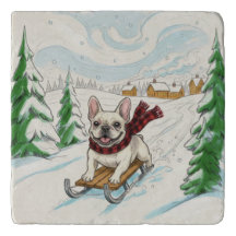 Französische Bulldogge Sledding, Untersetzer