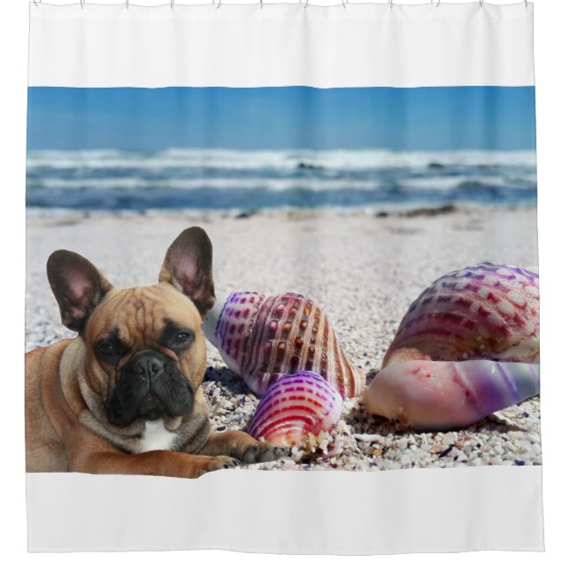 Französische Bulldogge Sommer French Bulldog Duschvorhang (Vorderseite)