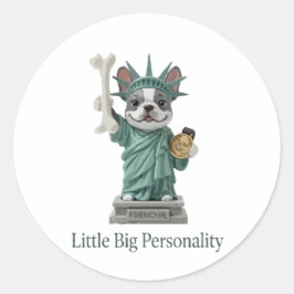 Französische Bulldogge Statue of Liberty Hunde Lie Runder Aufkleber