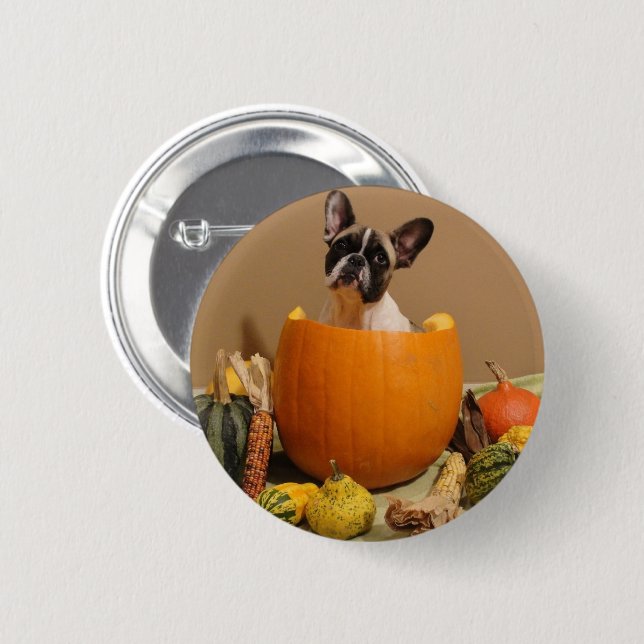 Französische Bulldogge Sticker Button Halloween (Vorne & Hinten)