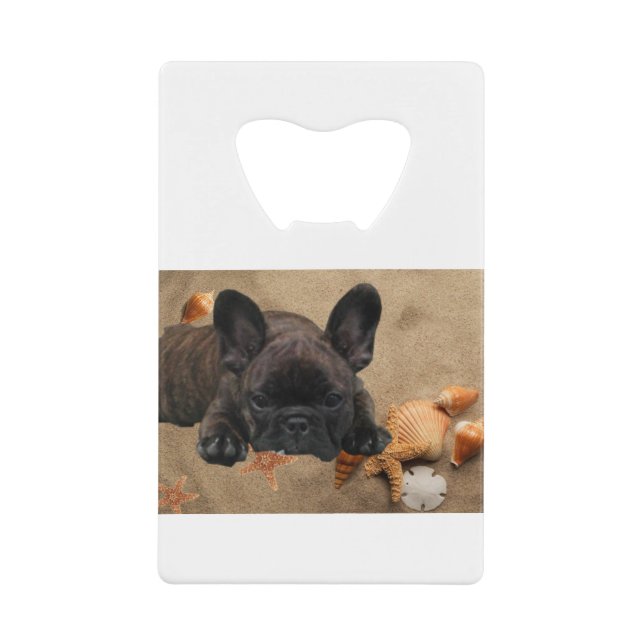 Französische Bulldogge Strand French Bulldog  Geldbeutel Flaschenöffner (Vorderseite)