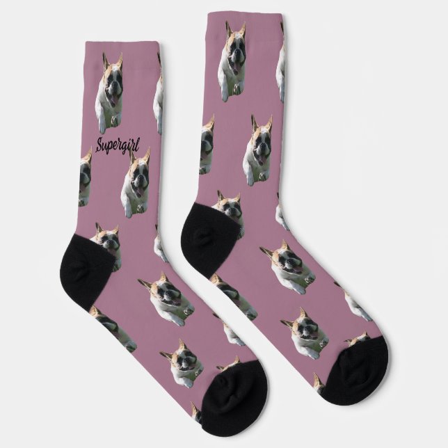 Französische Bulldogge Supergirl  Socken (Rechts)