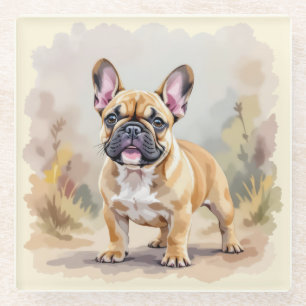 Französische Bulldogge Tan Fawn-farbene süße Frenc Glasuntersetzer