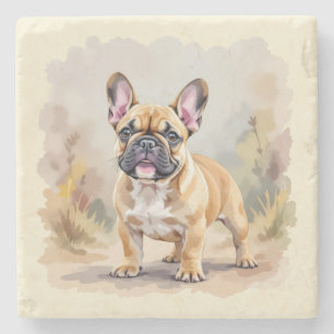 Französische Bulldogge Tan Fawn-farbene süße Frenc Steinuntersetzer