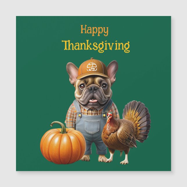 Französische Bulldogge Thanksgiving French Bulldog Magnetkarte (Vorderseite)
