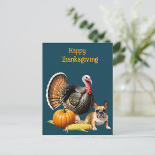 Französische Bulldogge Thanksgiving French Bulldog Postkarte
