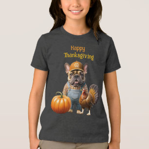 Französische Bulldogge Thanksgiving French Bulldog Tri-Blend Shirt